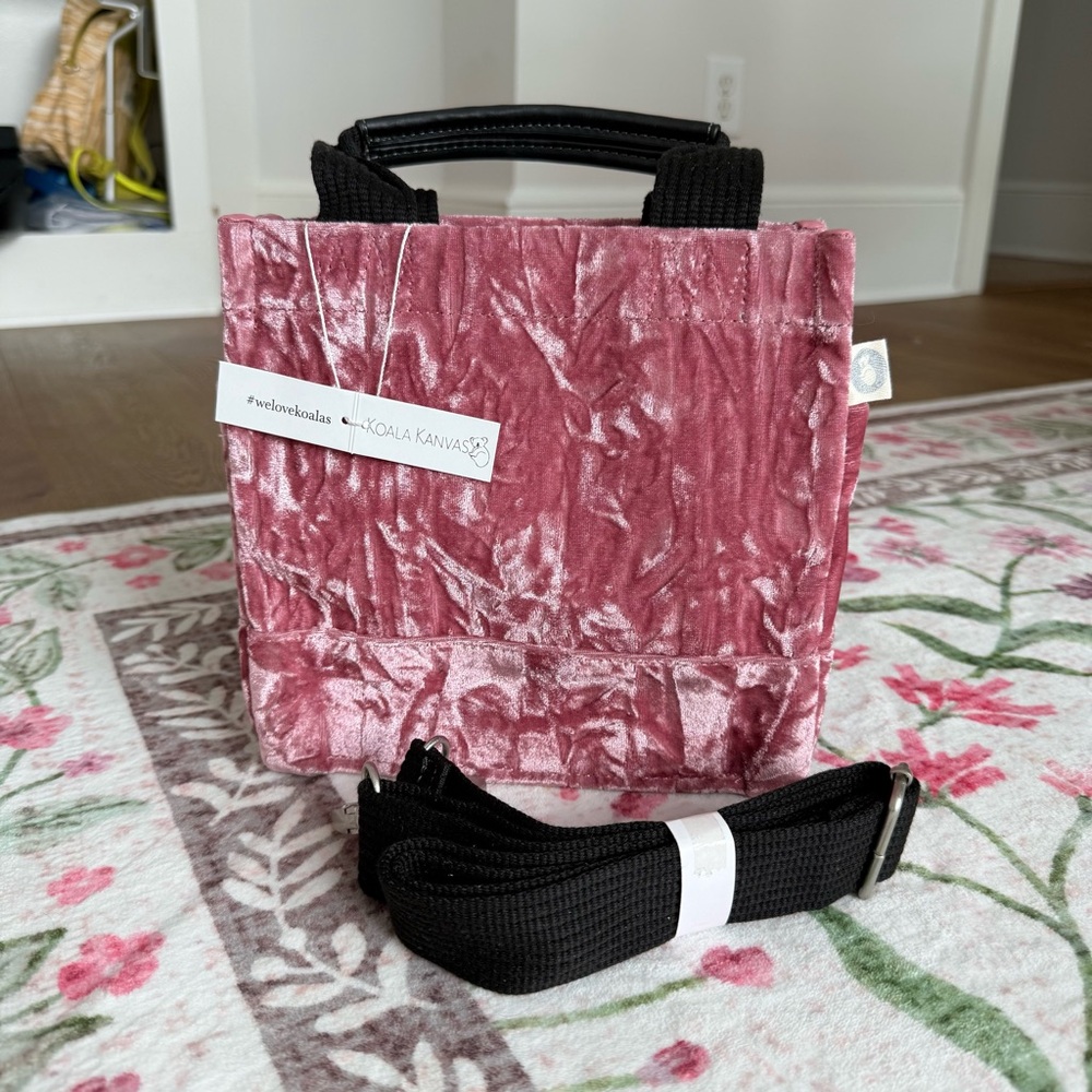 NWT Quilted Koala Pink Velvet Mini Luxe North South purse